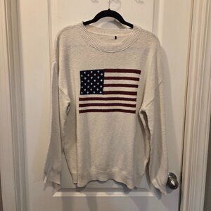 Americana Classic: Oversized USA Flag Knit Sweater - L